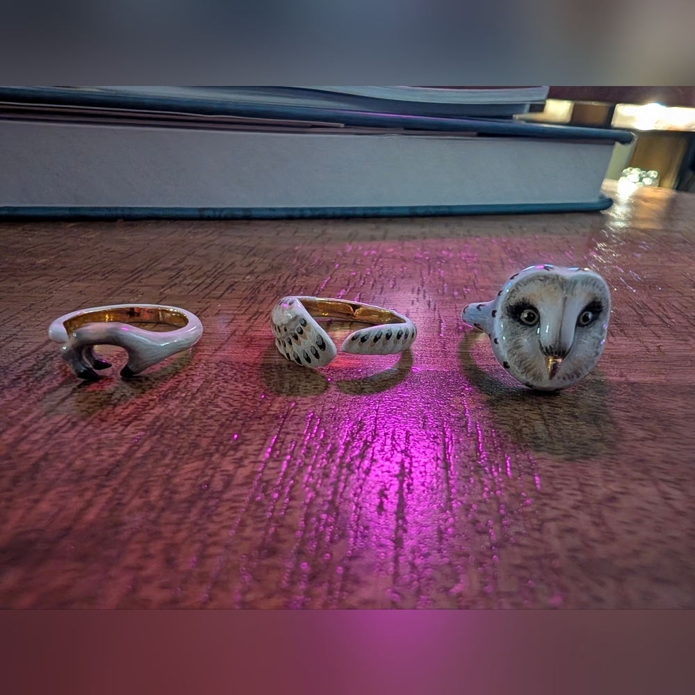 Three Piece Owl Ring (Size 6.5) - Picture 4 of 9